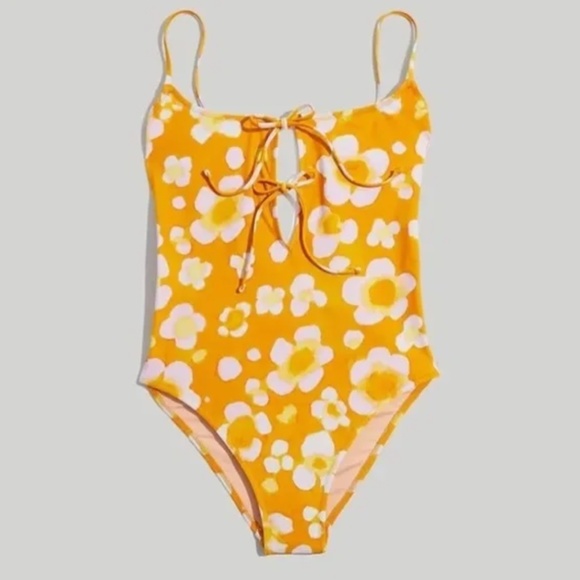 Madewell Swim 32 New Madewell Second Wave Tie Front One Piece